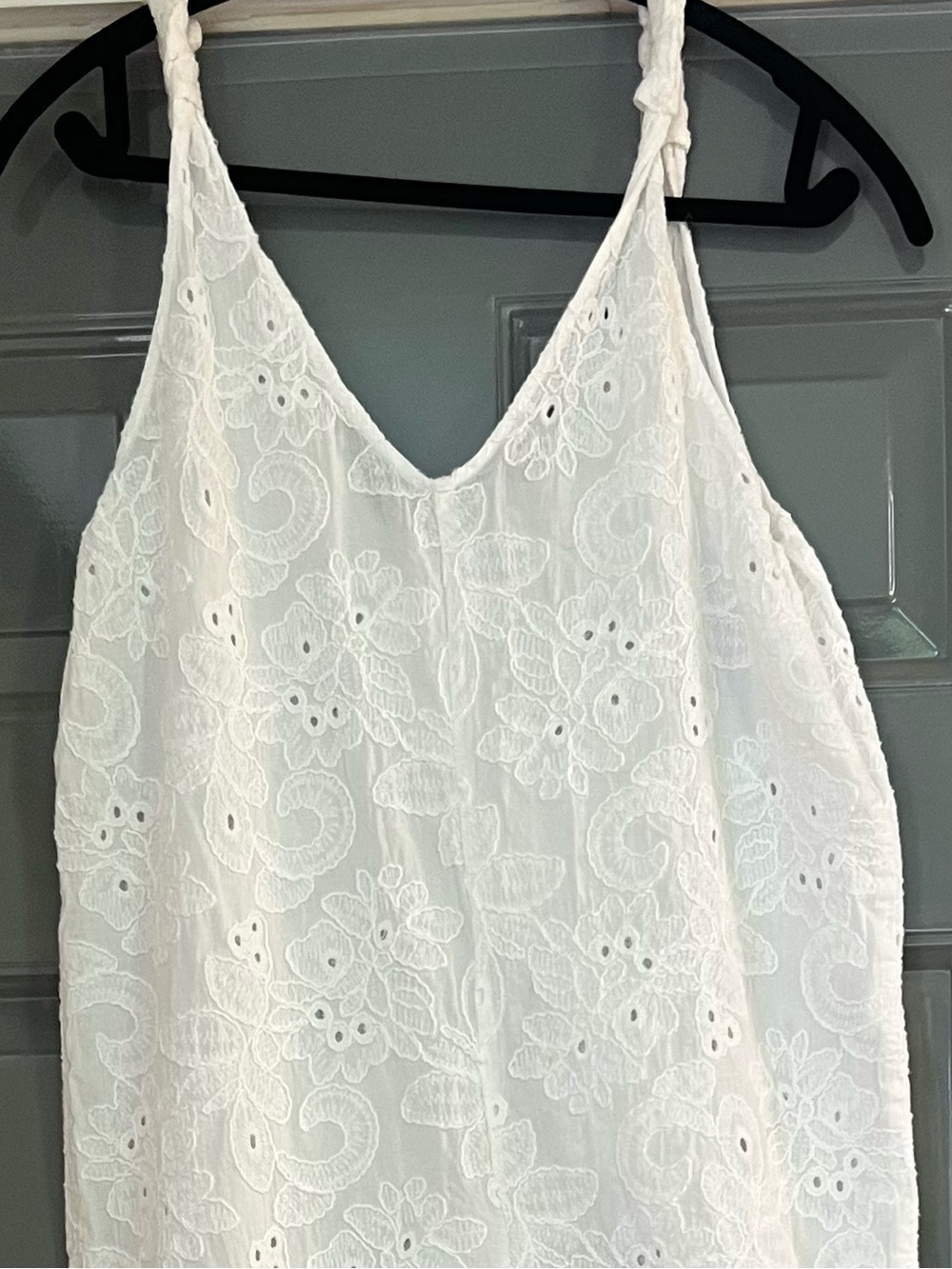 Zara White Eyelet Lace Wide-Leg Jumpsuit